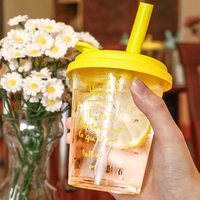 Nouveau Gobelet Moderne 2026 à Couvercle Rabattable, Portable pour Café et Boissons de Bureau, avec Paille Intégrée, en Verre, Idéal pour Offrir