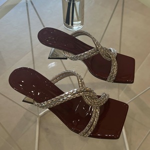 <span class=keywords><strong>Sandali</strong></span> con zeppa geometrica e punta quadrata con strass di lusso 2025 - <span class=keywords><strong>Sandali</strong></span> con tacco <span class=keywords><strong>da</strong></span> donna per feste ed eventi serali - Product Image 2