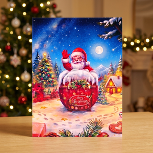 Carte de Noël 3D Pop-up Père Noël, artisanat en papier, impression de dessin animé, carte de vœux de fêtes, design personnalisé, lettres découpées à la main - Product Image 6