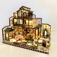 Nouvelle maison en bois DIY, style japonais rétro créatif, thème 'Capital Ancienne' et 'Observation de la Lune', modèle de construction à assembler soi-même, jouet villa