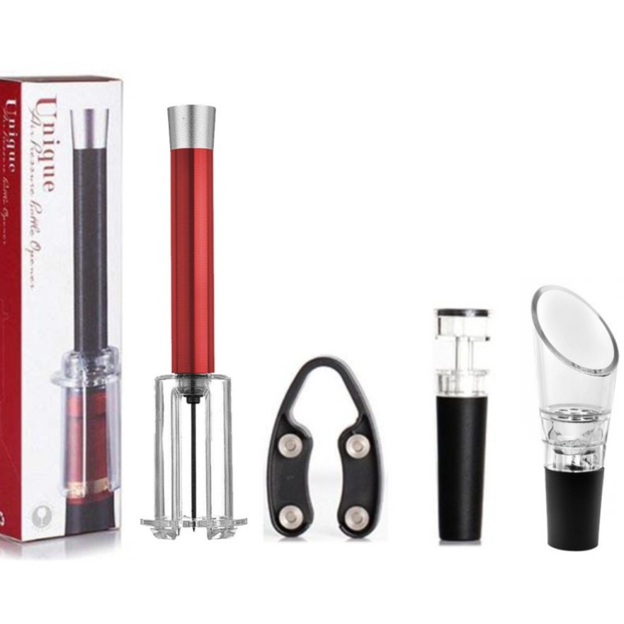 Ouvre-bouteille à pression d'air en alliage d'aluminium rouge - Boîte couleur - Accessoire pour vin