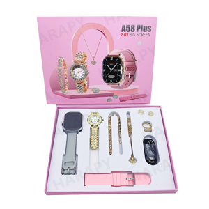A58 PLUS <span class=keywords><strong>Orologio</strong></span> Smart da <span class=keywords><strong>Donna</strong></span> alla Moda 8 in 1 Set con Doppio Cinturino, Anello, Orecchini, <span class=keywords><strong>Touch</strong></span> Screen, Fitness Tracker IP68 Compatibile con Android - Product Image 2