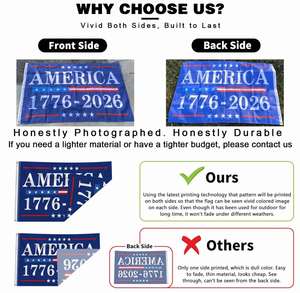 Hot Sell Eco-Friendly Double Sided Polyester 250 Years Blue American <b>Flag</b> 3x5 Ft for Anniversary Patriotic Design <b>Flags</b> - Product Image 3