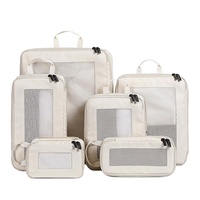 Cubes de compression personnalisés avec logo d'usine BSCI, 6 ensembles, résistants à l'eau, pliables, légers, pour bagages de voyage, en maille, à double fermeture éclair