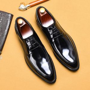 <b>Mens</b> Glossy Leather Oxfords Round Toe Lace-Up Lightweight Breathable <b>Dress</b> Shoes for Business Formal Casual Comfort All Seasons - Product Image 4