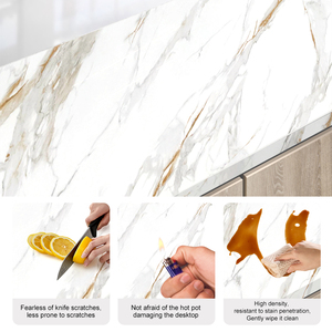 Hiện Đại Trắng calacatta vàng tĩnh mạch 3D mực in Đá Thạch Anh thiết kế Đá Nhân Tạo thạch anh nhà bếp hàng đầu Countertop tấm lớn - Product Image 2