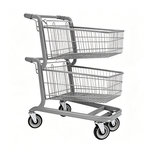 Heavy Duty Grocery <b>Cart</b> 340L Supermarket Chrome Wire Mesh Large Capacity Silent Swivel <b>Wheel</b> Retail Store Use Use Set Kit - Product Image 1