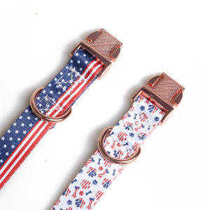 Colliers pour <span class=keywords><strong>chien</strong></span> en sangle épaisse de la série Designer, 12 couleurs, best-sellers, avec boucle en or rose, imprimé floral, toutes saisons - Product Image 4