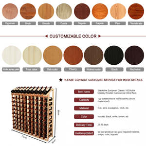 Botellas personalizadas de madera de pino para uso comercial, armario alto de pie para vino, estante para vino, 100 unidades - Product Image 2