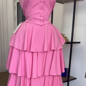 ชุดเซ็ต 2 ชิ้น เสื้อกั๊กแขนกุดแบบคล้องคอ กระโปรงทรงเค้กเอวสูง แฟชั่นสำหรับผู้หญิง - Product Image 4