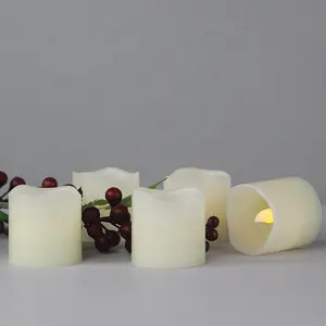 High Quality Ivory Real Wax Pillar Tealight Flickering Flameless LED Candles For Home Decor