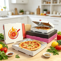 Boîte à pizza pour livraison à emporter, résistante à la graisse, isolée avec du papier d'aluminium, robuste, SP4374
