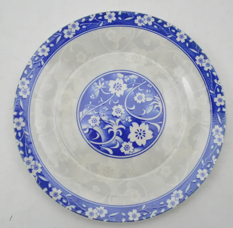 blue white pad printing porcelain dish plates ceramic fruit plate ceramic dinner plate