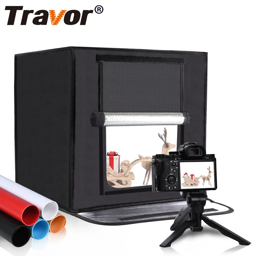 Travor F40 LED מתקפל צילום סטודיו Softbox Lightbox 40*40 אור אוהל עם לבן צהוב שחור רקע אביזרי תיבה אור