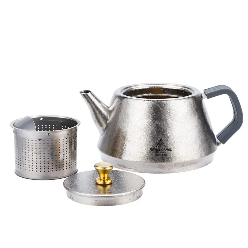 Seyahat açık aksesuarları çaydanlık drinkware titanyum çay fincanı çay Caddy ve bardak ve taşıma çantası ile Set çift katmanlı çay makinesi