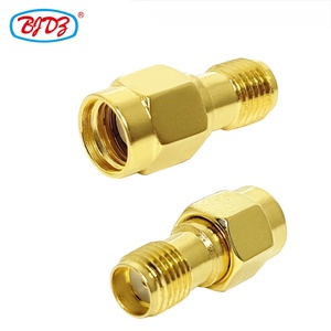 Adaptateur coaxial RF plaqué <span class=keywords><strong>or</strong></span> <span class=keywords><strong>à</strong></span> polarité inversée RP-SMA mâle vers SMA femelle, en stock, conforme ROHS, fourni par <span class=keywords><strong>l</strong></span>'usine - Product Image 1