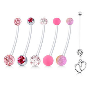 Lot de 6 perles de nombril en acrylique souple, boule en argile souple, double perçage, bijoux de <span class=keywords><strong>piercing</strong></span> UV pour usage quotidien - Product Image 5