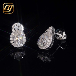 Boucles d'oreilles clous en moissanite taille poire, argent 925 plaqué rhodium, bijoux de mariage de luxe pour femme, forme goutte d'eau - Product Image 1
