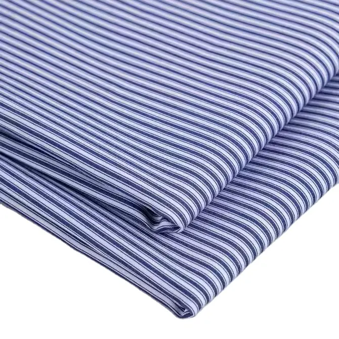100% 코튼 T/C 직물 셔츠 병원 유니폼 포플린 짠 스트라이프 아이스 블루와 화이트 인쇄 직물