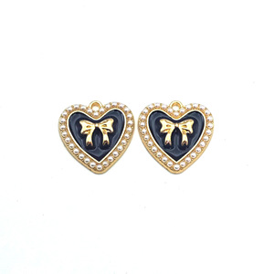 Heart <b>Bow</b> Charms Zinc Alloy Pearl Rhinestone Pendant For Jewelry Bracelet Keychain Gift Unisex F0097 - Product Image 5