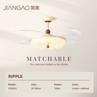 Nouveau ventilateur de plafond invisible en forme de pétale blanc crème, luminaire moderne à LED dimmable pour salle à manger, chambre à coucher, décoration intérieure