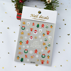 Autocollants d'ongles de Noël colorés non toxiques en plastique 5D, motifs mignons Père Noël, bonhomme de neige, flocons de neige, rennes, adhésifs pour ongles, décalcomanies d'<span class=keywords><strong>hiver</strong></span> - Product Image 2