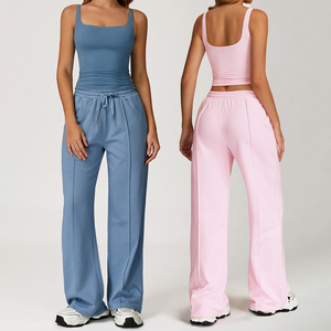 XW-TZ8933 donna ampia PantsYoga Top Set allenamento con coulisse <span class=keywords><strong>abbigliamento</strong></span> sportivo all'ingrosso <span class=keywords><strong>abbigliamento</strong></span> da palestra due pezzi Fitness <span class=keywords><strong>Yoga</strong></span> Set - Product Image 1