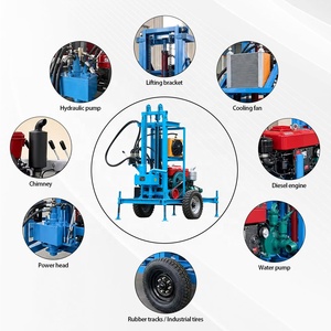 Machine de forage de puits d'eau hydraulique portable, sur roues, à moteur diesel, pour forage de puits, petite machine de forage d'eau - Product Image 4
