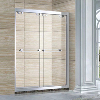 Salles de douche à cadre en or rose de luxe Boîtiers coulissants en verre avec plateau en pierre artificielle ABS Écran de douche en verre trempé