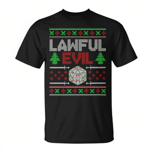 Santa Evil D20 Ugly Tabletop Sweater T-Shirt for Christmas Holidays a Fun and <b>Lawful</b> Christmas Supplement - Product Image 2