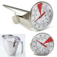 Thermomètre de cuisine mécanique en acier inoxydable avec cadran et sonde de 12 cm pour lait et café, avec zone rouge, vente en gros OEM