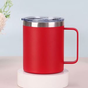 Mug à café en acier inoxydable de 12 oz avec poignée, tasse isotherme à double paroi sous vide avec couvercle pour boissons d'hiver et d'été - Product Image 4