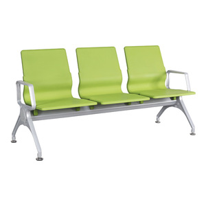 Silla de espera de tres plazas Hengfa Yumin, tapizada en poliuretano, con reposabrazos, en azul, verde y negro, para uso hospitalario, en fila. - Product Image 2
