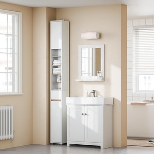 Mueble <span class=keywords><strong>de</strong></span> Baño <span class=keywords><strong>de</strong></span> Madera, Independiente, Alto y Estrecho, Ahorra Espacio, con Estante Ajustable - Product Image 2