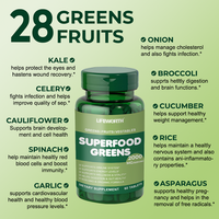 Complément alimentaire végétalien Lifeworth Super Greens Extract Fruits Légumes pour la santé digestive, comprimés superaliments