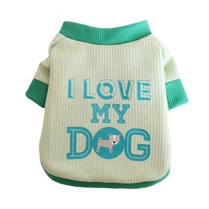 Suéter para Perro I Love My Dog, Amarillo y Verde, Tejido Waffle, Ligero, Ropa para Perro de Primavera y Otoño - Product Image 5