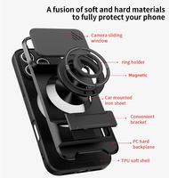 Coque de protection haut de gamme pour téléphone avec fenêtre coulissante et support de voiture, personnalisée pour iPhone 17 Pro Max / 18 Pro Max