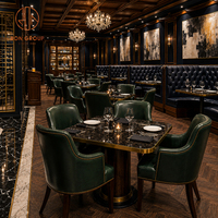 Banquette en forme de L capitonnée Ron Group, chaise ergonomique rembourrée, table carrée en marbre, mobilier de luxe pour bar et restaurant
