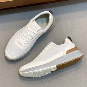 Baskets blanches de sport décontractées à lacets, avec semelle intermédiaire en cuir véritable, respirantes, confortables et luxueuses - Product Image 5