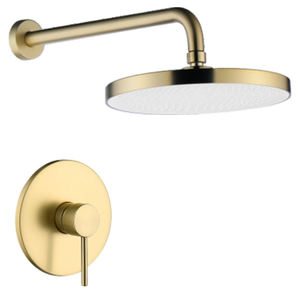 Brass One Function Black Shower Wall Mounted Shower Head Set, Circular Concealed Showerhead Bathroom Faucet - Product Image 1