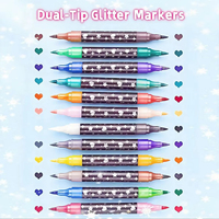 Marqueurs à double pointe scintillants à base d'eau, stylos à peinture scintillante pour cartes en papier, bricolage, artisanat artistique