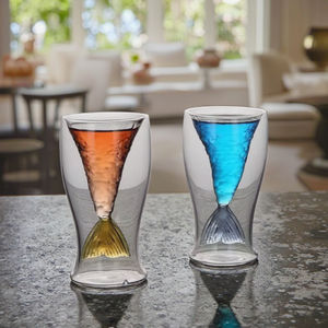 Gelas ganda koktail anggur wiski minuman dingin kreatif putri duyung gelas minum kaca untuk Bar restoran klub perlengkapan minum - Product Image 2