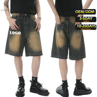 Shorts en Jean Décontractés Personnalisés Style Hip-Hop Streetwear Baggy Vintage de Haute Qualité pour Hommes