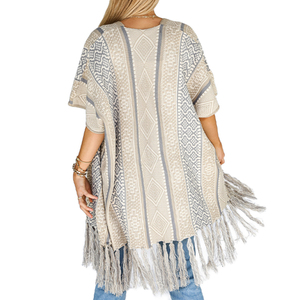 Venta al por mayor personalizado Chic largo ganchillo flecos plumero Femme <span class=keywords><strong>Tricot</strong></span>é Poncho Boho bohemio algodón tejido capa cárdigan suéter de las mujeres - Product Image 6