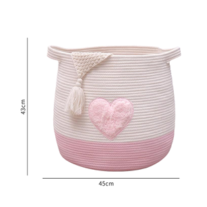 Panier de rangement en coton tissé mignon avec cœur pliable pour vêtements de bébé, jouet, organisateur, panier, panier, paniers cadeaux pour la maison, en vrac - Product Image 1