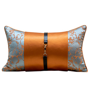 Housse de <span class=keywords><strong>coussin</strong></span> de <span class=keywords><strong>canapé</strong></span> d'hôtel de luxe personnalisée, <span class=keywords><strong>orange</strong></span>, jacquard, avec boucle métallique, pour <span class=keywords><strong>coussin</strong></span> lombaire - Product Image 2