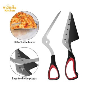 Tesoura De Cozinha Multifuncional Cortador De Pizza Slicer Food-Grade Afiada Lâmina De Aço Inoxidável Soft Grip Handle Pizza Scissors - Product Image 3