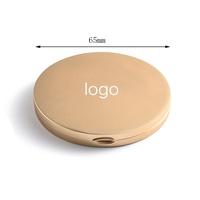 Espejo de Maquillaje Plegable de Metal con Logotipo Personalizado, Redondo, Dorado, con Impresión Serigráfica, de Doble Cara