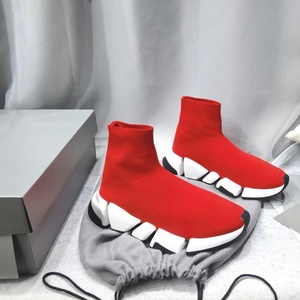 Nouvelles Baskets Montantes Décontractées en Tricot Noir et Blanc 2026, à Enfiler, avec Semelle Épaisse et Massif - Product Image 6