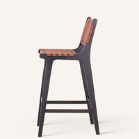 Tabourets de bar pour la maison, en cuir tressé, avec structure en bois massif, style luxe léger, pour salon, tabourets modernes du milieu du siècle